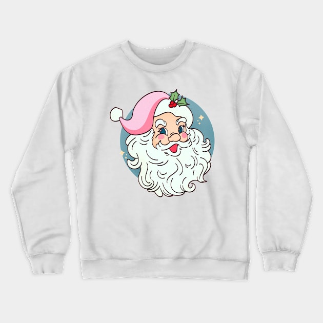 Retro Vintage Pink Santa Claus Funny Pink Christmas Crewneck Sweatshirt by alexlaw17